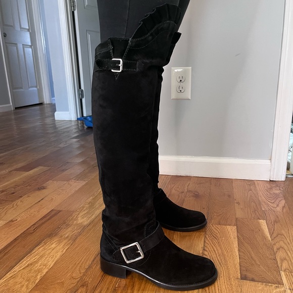 VALINTINO SUEDE RUFFLE OVER THE KNEE BOOT - Picture 5 of 16